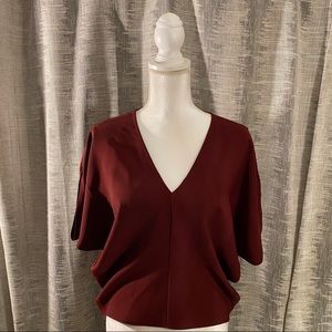 Burgundy / Brown Split sleeve top by Express